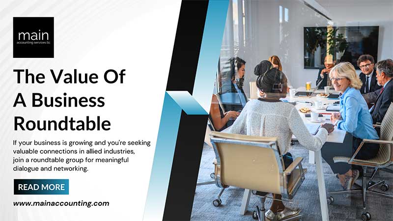 The value of a business roundtable graphic showing office workers around a conference table